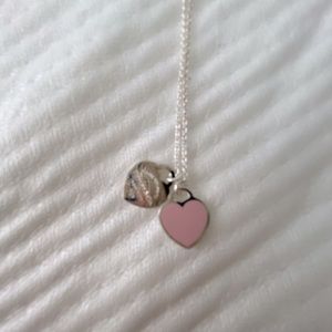 Tiffany’s mini pink heart necklace with original 16inch chain